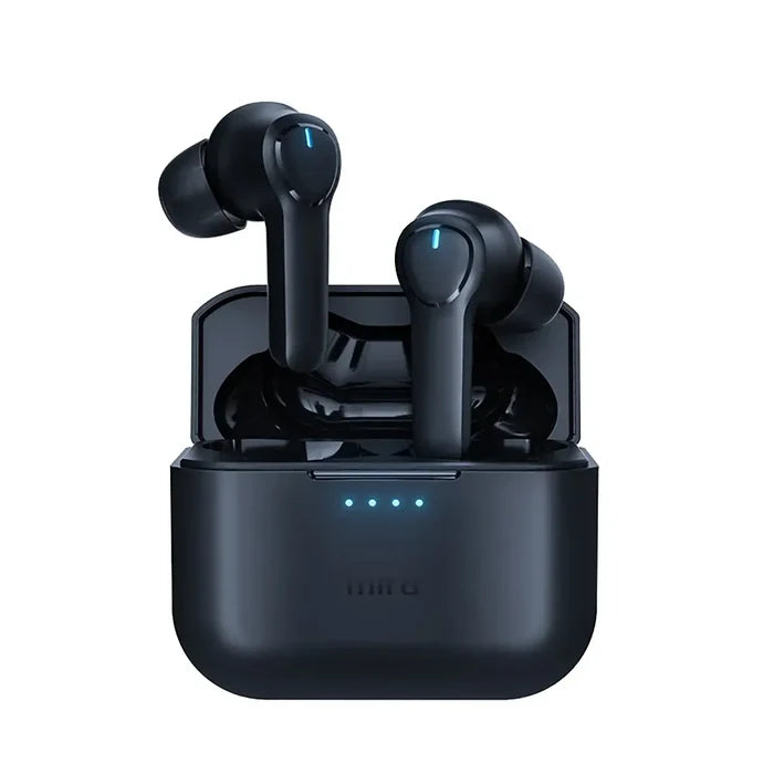 Headphones 4-Mics ENC Call Noise Cancelling True Wireless Earbuds in black charging case