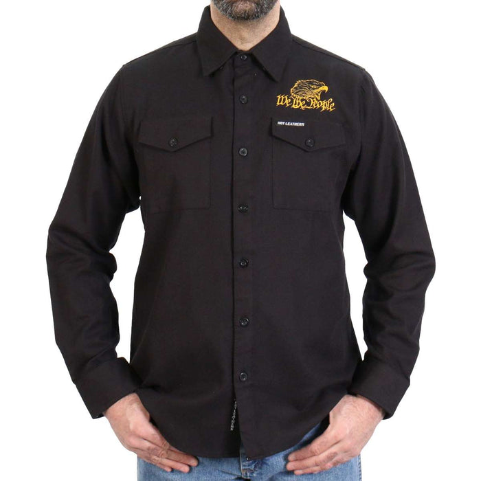 Hot Leathers FLM2114 Men's We the People Long Sleeve Solid Black Flannel Shirt