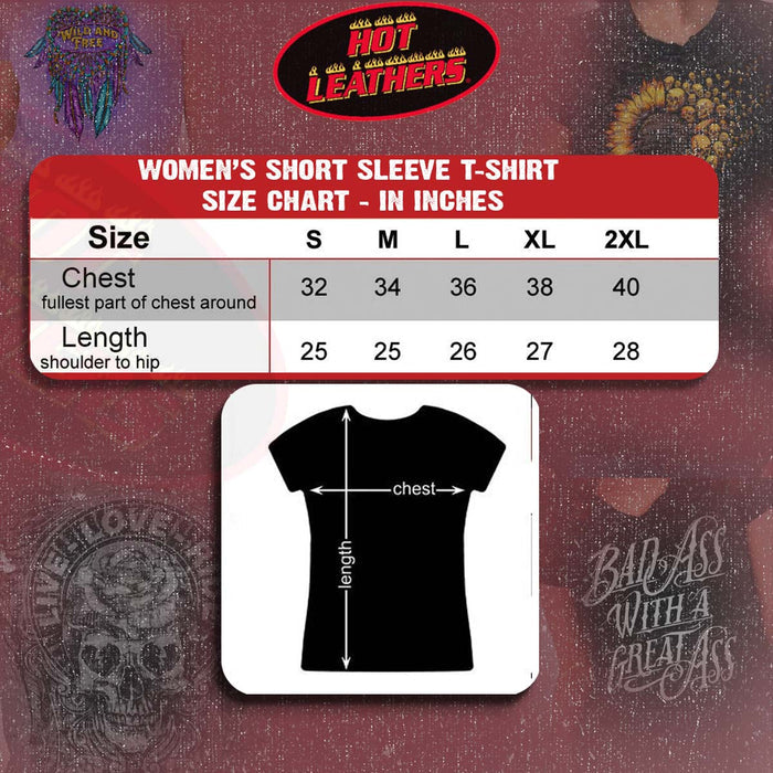 Hot Leathers GLR1498 'Flag and Bullets' Full Cut Ladies Black T-Shirt