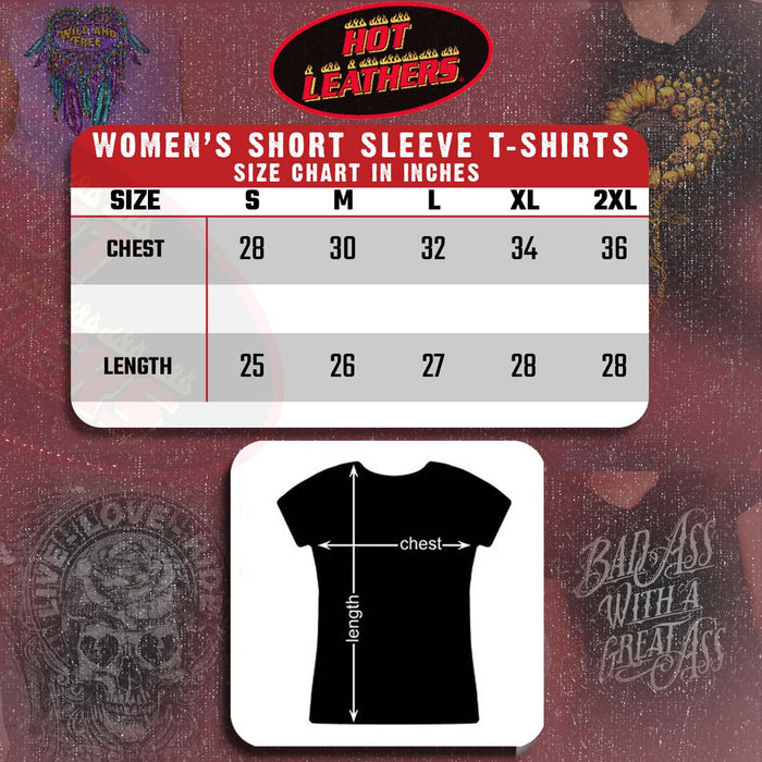 Hot Leathers GLR1520 American Flag Crosses Ladies Black T-Shirt