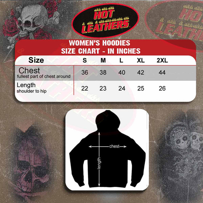 Hot Leathers GLZ4237 Ladies 'Sugar Skull' Lightweight Slubby Hooded White Hoodie