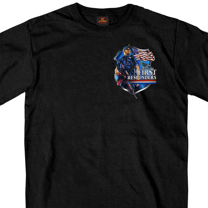 Hot Leathers GMD1449 Men's 'Brotherhood of First Responders Police' Black T-Shirt