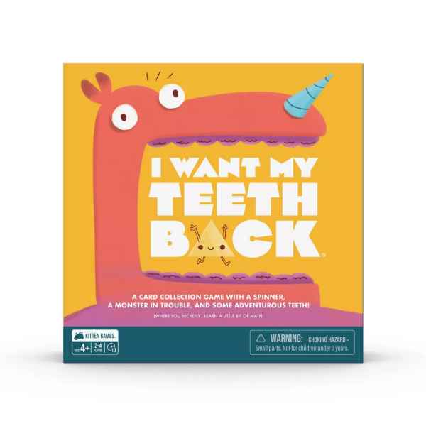 Square orange game box featuring a red monster with its mouth wide open and the title in bold white letters.