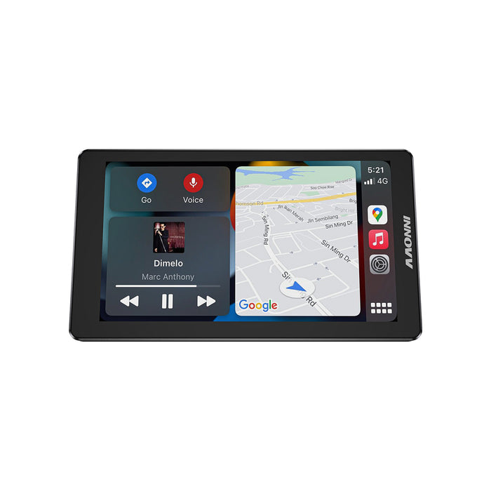 INNOVV N2 BMW motorcycle display showing wireless Apple CarPlay navigation and Android Auto