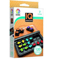 IQ Arrows game box showing a black game board with bright neon green, red, and yellow arrow-shaped puzzle pieces.