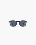 Navy blue wayfarer sunglasses with dark grey lenses and silver dot details on the corners.