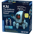 KAI STEM kit box featuring a light blue six-legged robot with a red LED face, text, and gesture control diagrams.