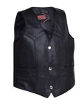 Kids Leather Vest - Plain Side