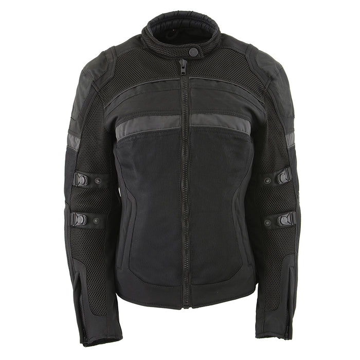 Ladies Black Nylon/Mesh Racing Jacket w/ Removable Armor