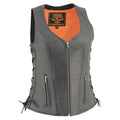 Ladies Black Open Neck Side Lace Zipper Front VestWith Cool Tec®