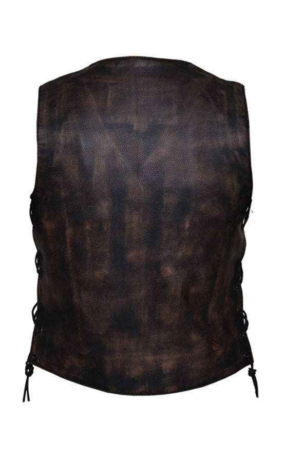 Ladies NEVADA Brown Leather 10 pocket Vest