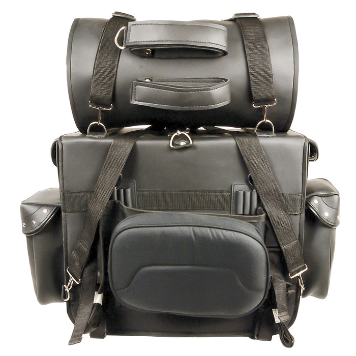 Large 2 Piece PVC Studded Touring Sissy Bar Bag