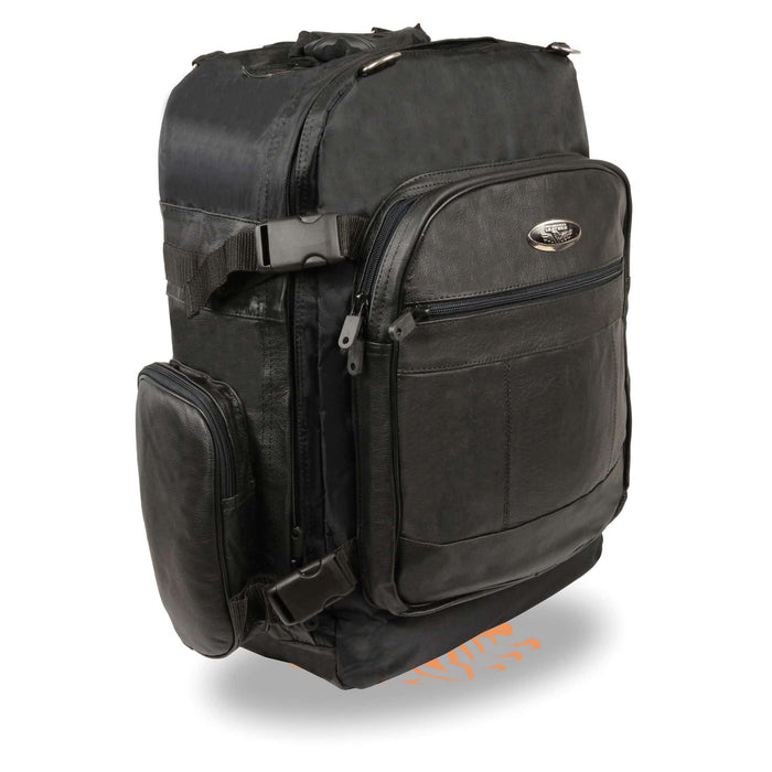 Large Leather & Textile Cruiser Sissy Bar Back Pack (15X22X7)