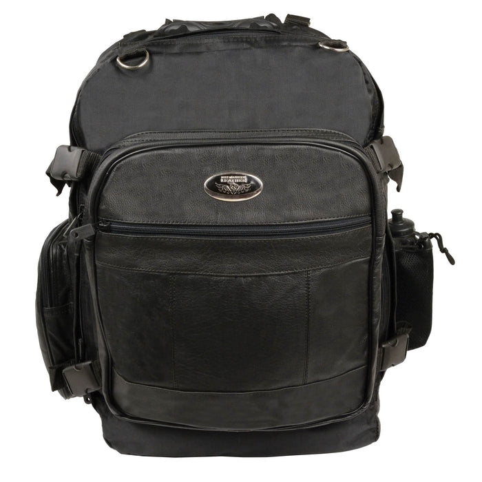 Large Leather & Textile Cruiser Sissy Bar Back Pack (15X22X7)