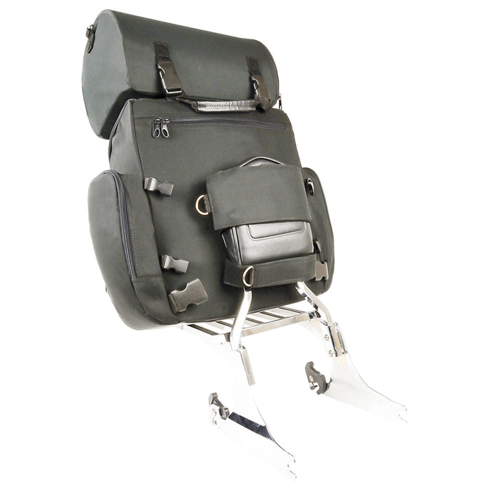 Large Nylon Two Piece Sissy Bar Bag w/ Map Pocket