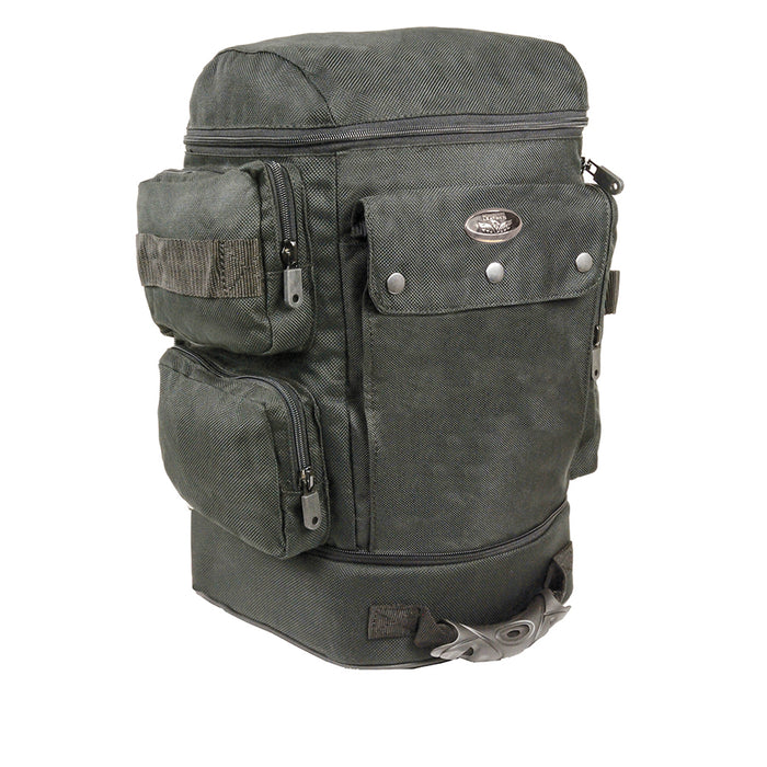 Large Retractable Nylon Sissy Bar Bag w/ Luggage Handle