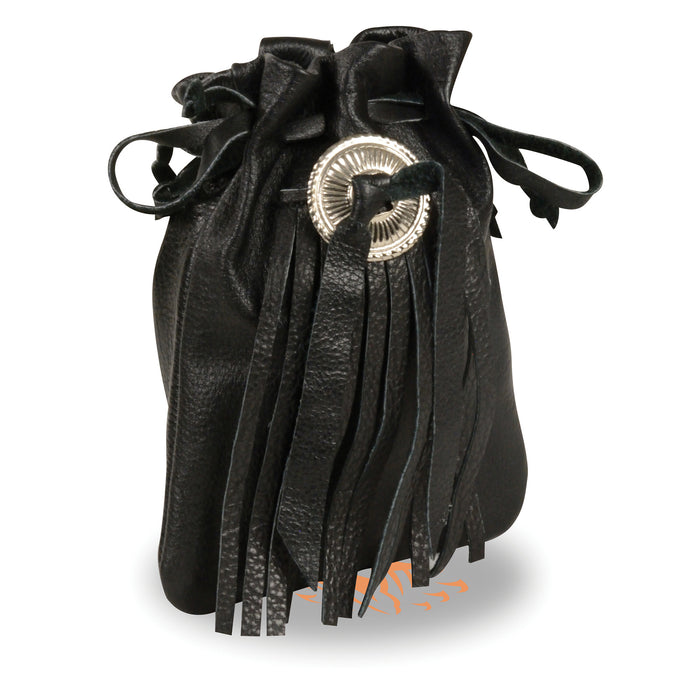 Leather Draw String Belt Pouch w/ Belt Clasp