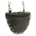 Leather Studded Zipper Close Belt Bag w/ Belt Clasps