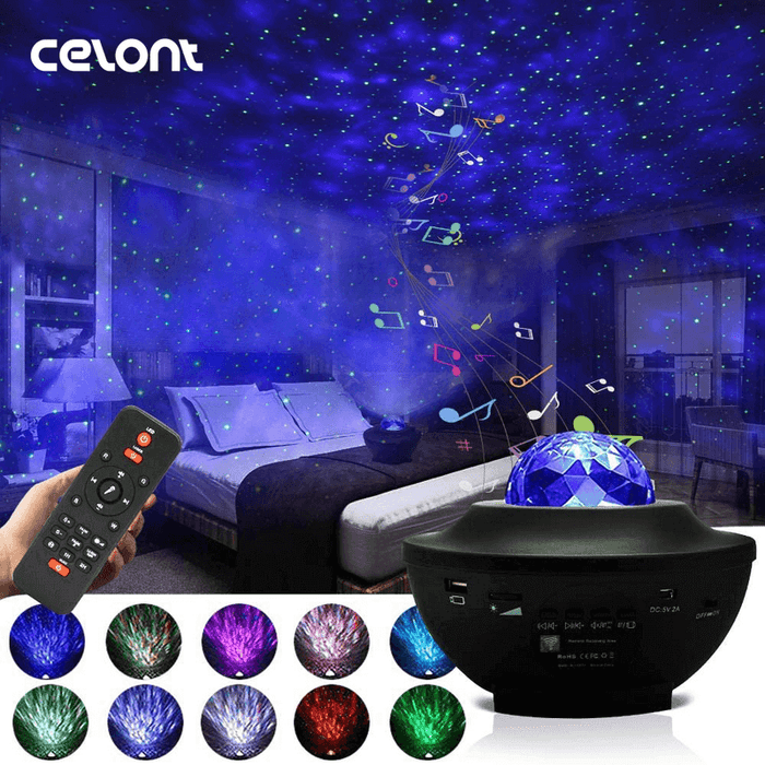 LED Star Ocean Wave Projector Night Light Lamp with Music Bluetooth Speaker