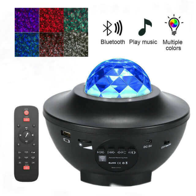 LED Star Ocean Wave Projector Night Light Lamp with Music Bluetooth Speaker