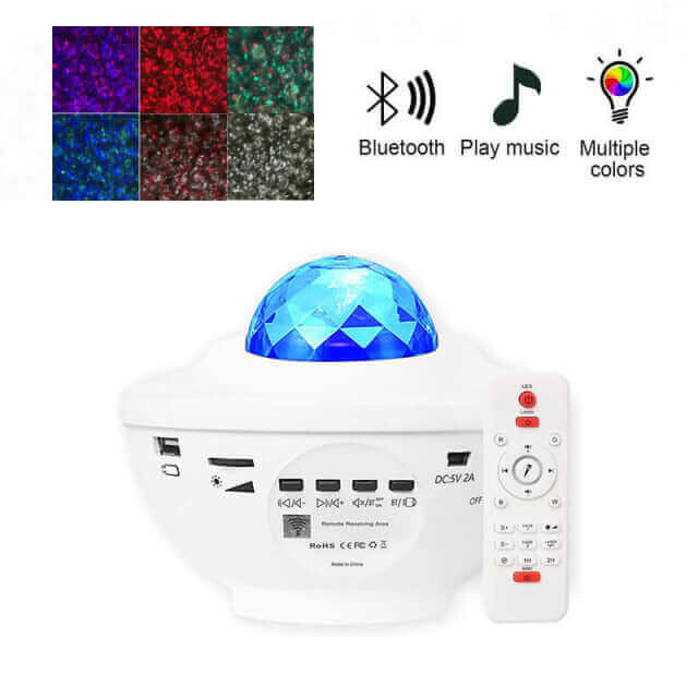 LED Star Ocean Wave Projector Night Light Lamp with Music Bluetooth Speaker