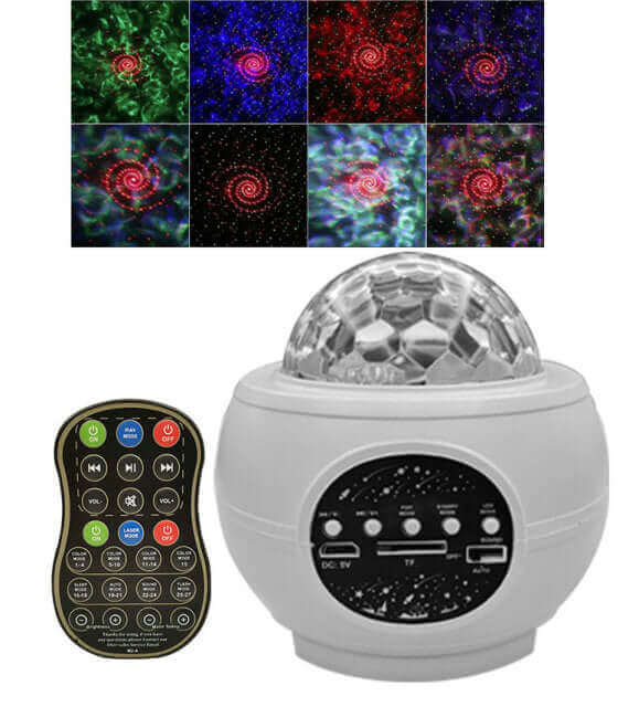 LED Star Ocean Wave Projector Night Light Lamp with Music Bluetooth Speaker - Red and Green Laser 2 - China