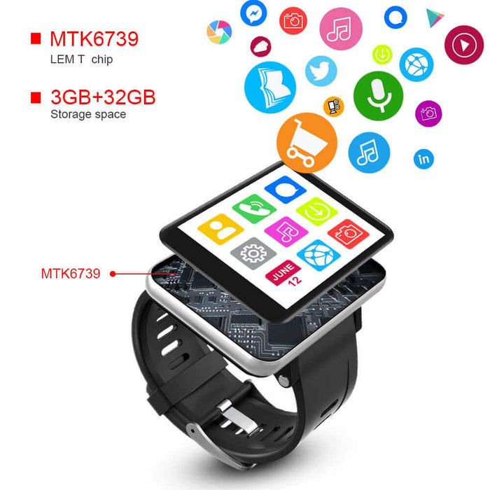 LEMFO LEMT 4G 2.86 Inch Screen Smart Watch Android 7.1 3GB 32GB 5MP Camera 480*640 Resolution 2700mah Battery Smartwatch Men