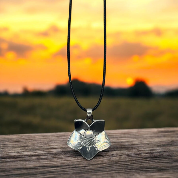 Lily Stamped Stainless Steel Charm With 18" Adjustable Necklace