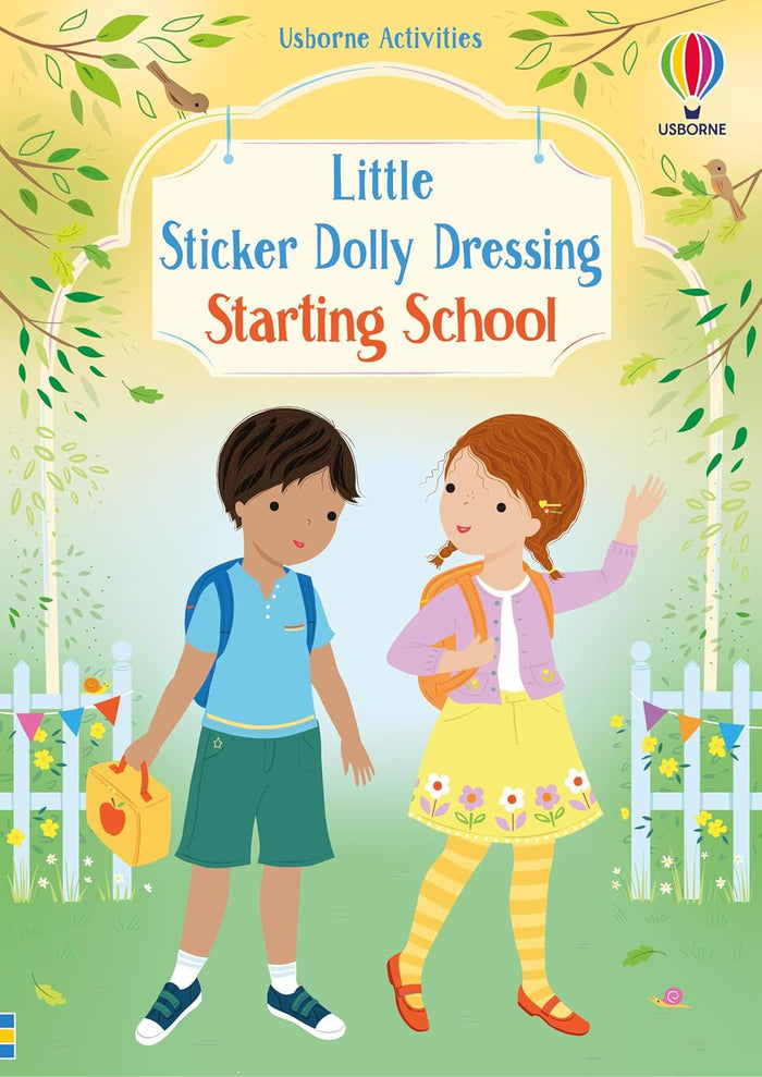 Book cover featuring a boy and girl with backpacks walking through a flowery garden archway on a sunny day.