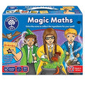 Blue game box showing three children in wizard robes brewing a potion in a cauldron, featuring math sum cards.