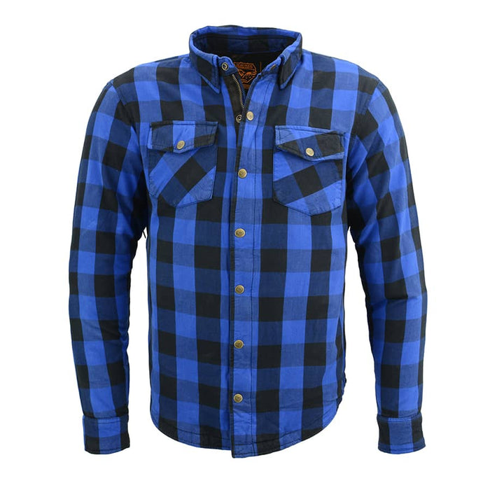 Men’s Armored Checkered Flannel Biker Shirt w/ Aramid® by DuPont™ Fibers