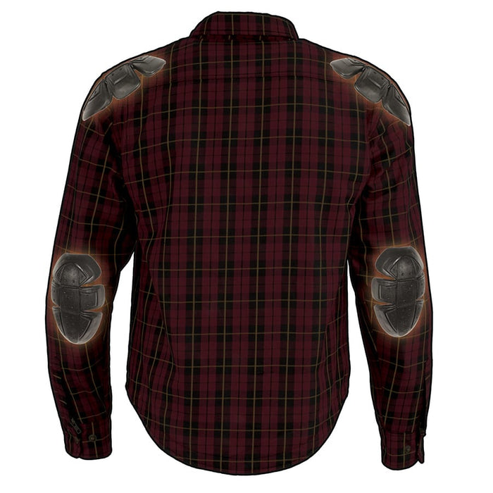 Men’s Armored Checkered Flannel Biker Shirt w/ Aramid® by DuPont™ Fibers