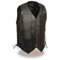 Men’s Black 10 Pocket Side Lace Vest – Tall