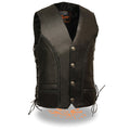 Men’s Black Braided Side Lace Vest w/ Buffalo Snaps