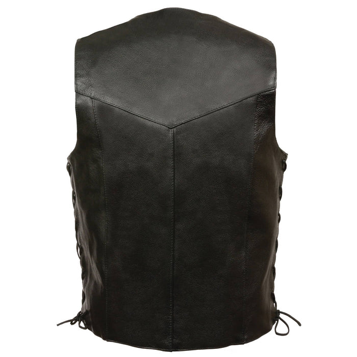 Men’s Black Classic Side Lace Biker Vest