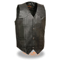 Men’s Black Classic Snap Front Biker Vest