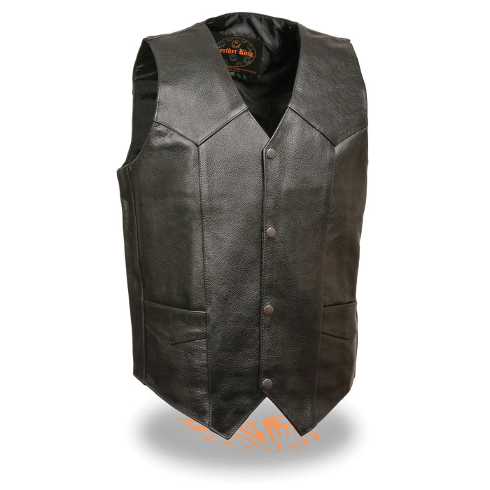 Men’s Black Classic Snap Front Biker Vest