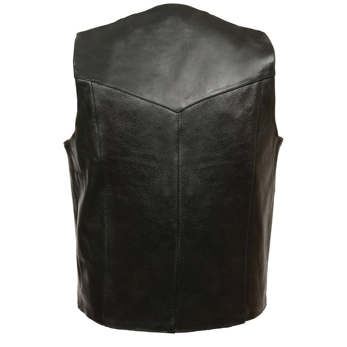 Men’s Black Classic Snap Front Biker Vest
