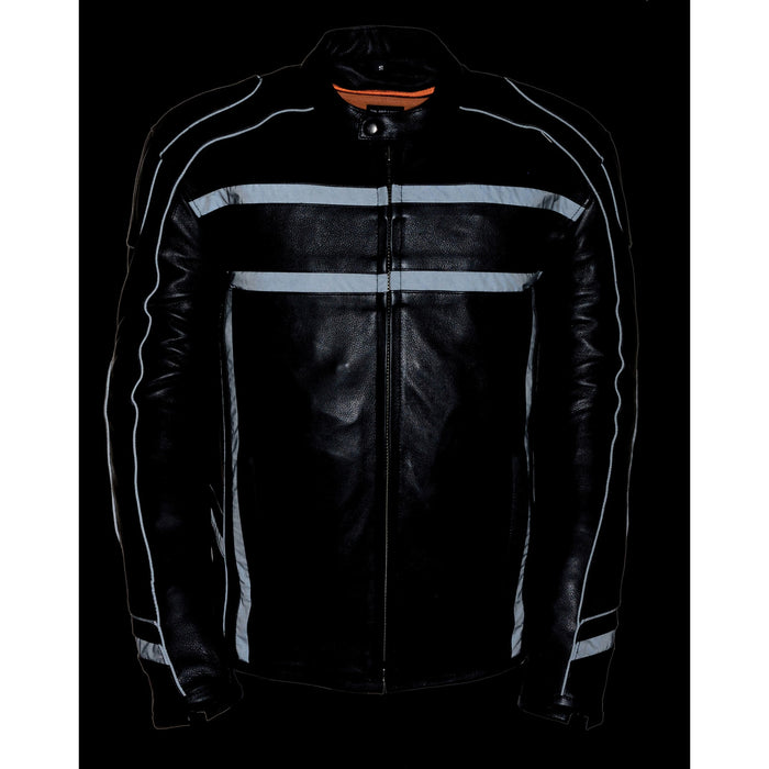 Men’s Black Reflective Band & Piping Scooter Jacket