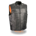 Men’s Black Reflective Band & Piping Zipper Front Vest