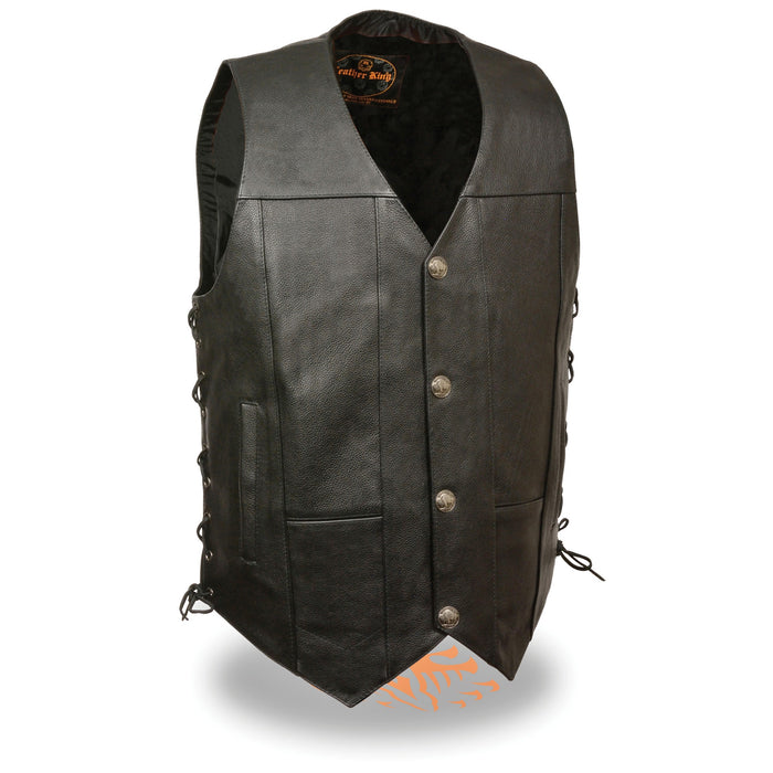 Men’s Black Side Lace Vest w/ Buffalo Snaps