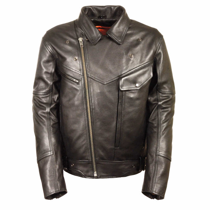 Men’s Black Side Set Belt Utility Pocket M/C jacket