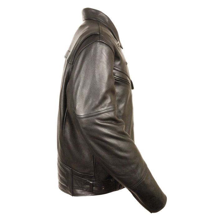 Men’s Black Side Set Belt Utility Pocket M/C jacket