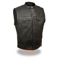 Men’s Black Snap Collar Concealed Snap Club Style Vest