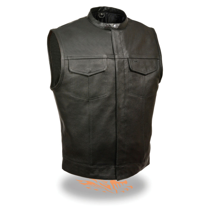 Men’s Black Snap Collar Concealed Snap Club Style Vest