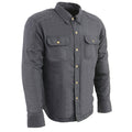MEN’S BLACK WAXY COATEDE ARMORED FLANNEL BIKER SHIRT W/ REINFORCED FIBERS