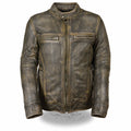 Men’s Brown Distressed Scooter Jacket w/ Venting