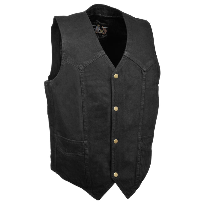 Men’s Classic Snap Front Denim Biker Vest