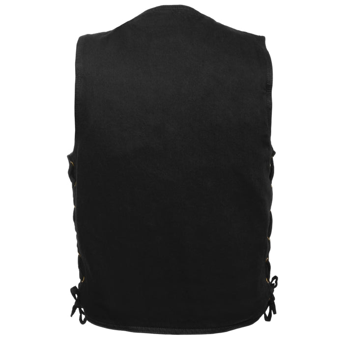 Men’s Classic Snap Front Side Lace Denim Vest