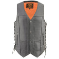 Men’s Cool Tec Black Leather 10 Pocket Snap Front Vest
